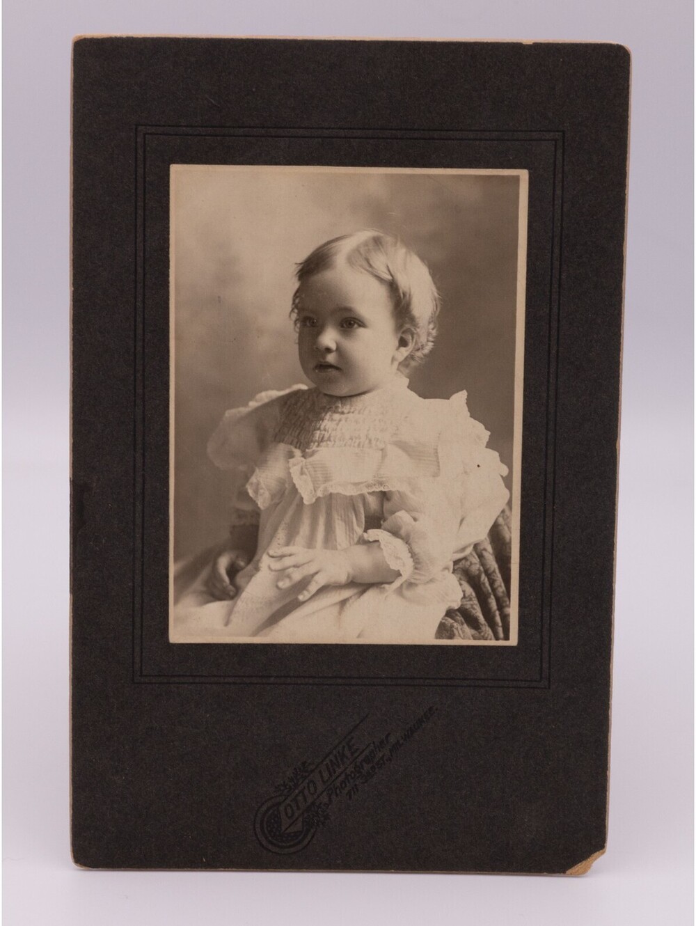Portrait of Young Girl in White, Otto Linke Milwaukee 4.2" x 6.5"